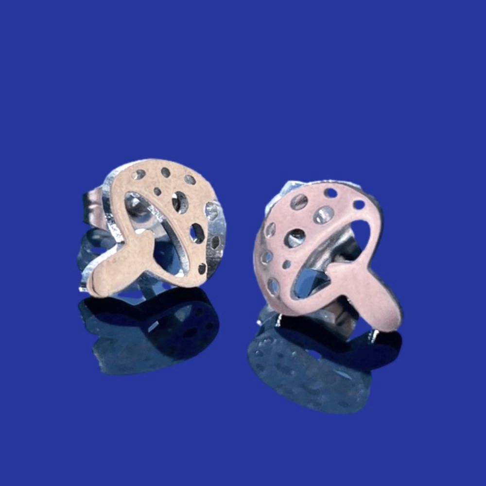 Silver mushroom stud metal earrings small cute gift child or adult cottagecore